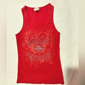 Harley-Davidson Vibrant Red Women's Rhinestone Tank Top